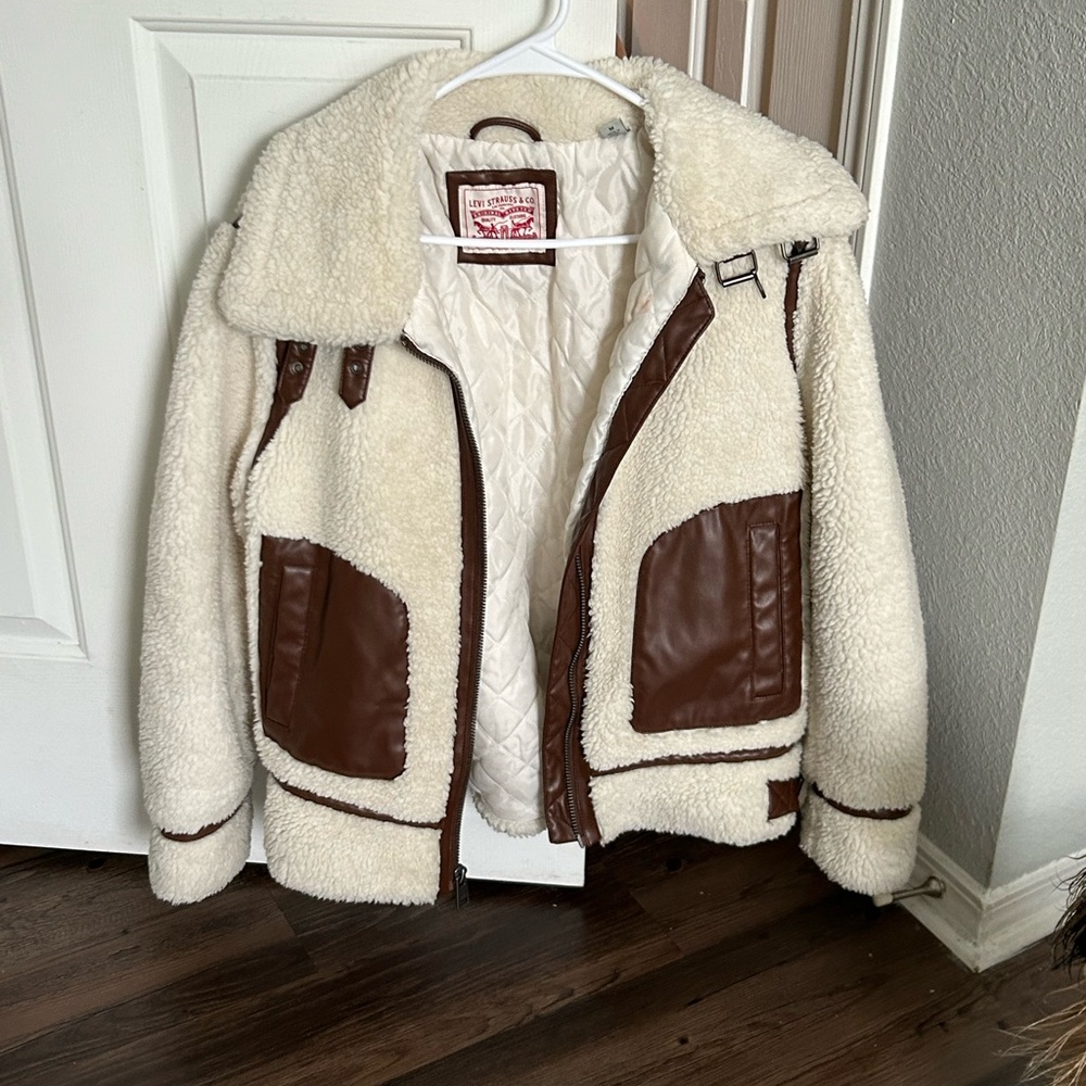 Levis sheerling and leather coat / jacket Medium